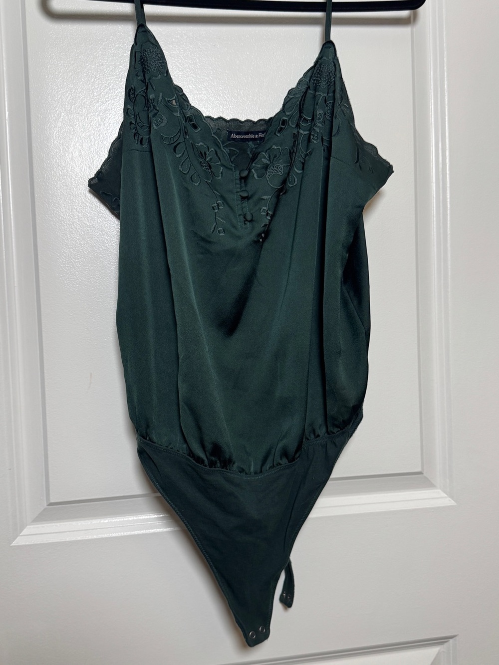 Abercrombie & Fitch Emerald Green Lace-Trim Cami Bodysuit